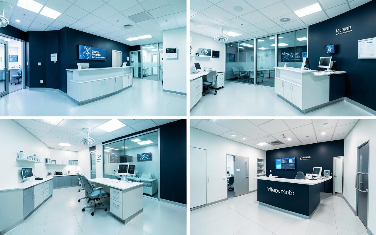 Clean modern eye hospital rooms and reception